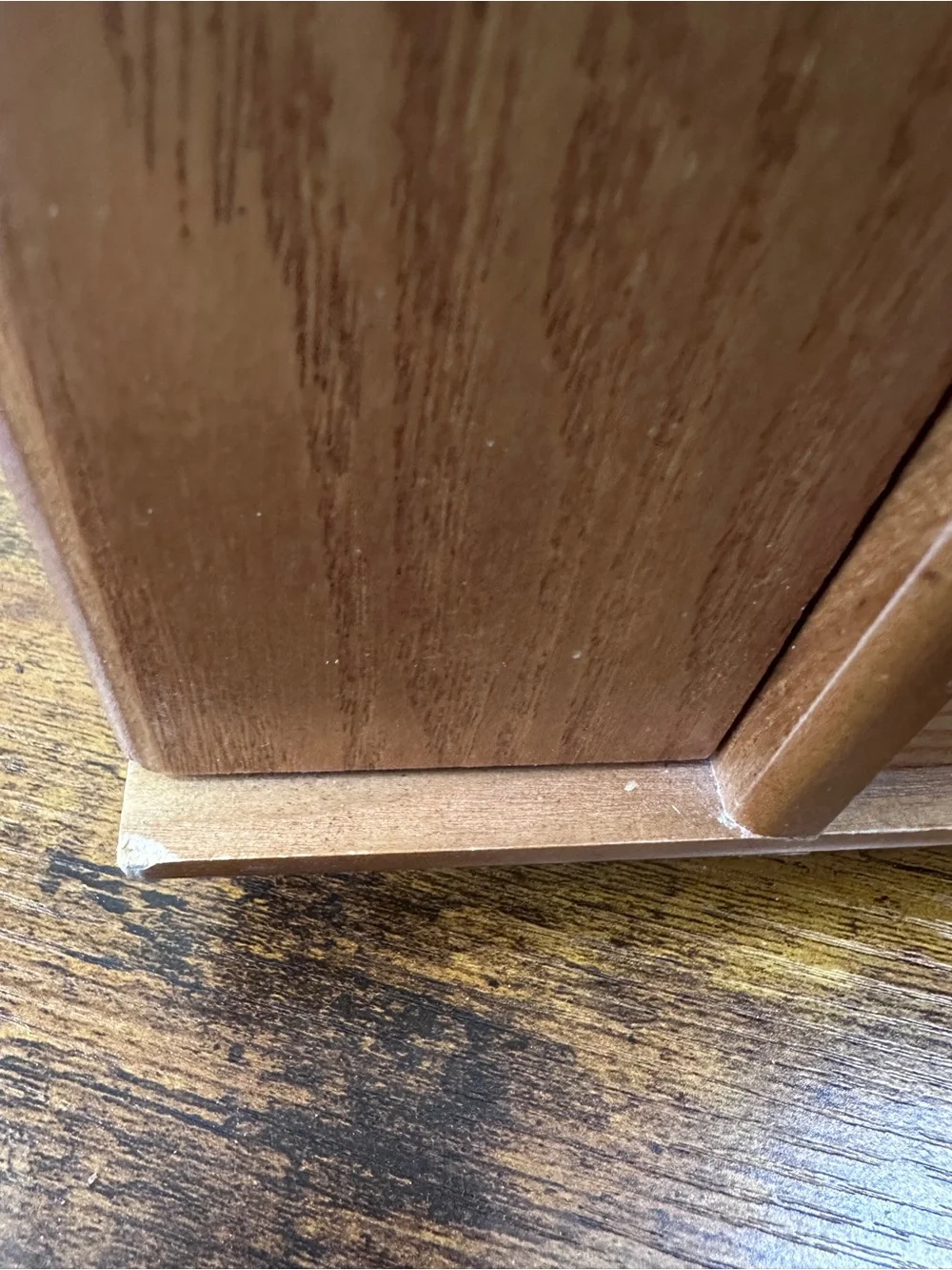 Vintage MCM Style Solid Oak Wood Jewelry Box Chest 5 Drawers Side Door Cabinet